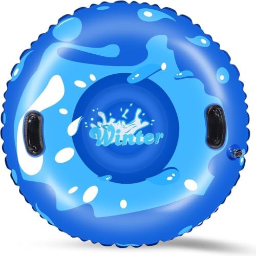 Snow Tube, WOLKEK 40 Inch 2Pack / 47 Inch 1Pack Snow Sled for Kids and Adult, Thickened Heavy Duty Hard Bottom Sleds for Snow with Handles, Winter Toys for Outdoor Sledding Snow Tube Sports