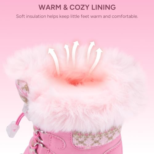 Stelle Girls Snow Boots with Faux Fur Collar Kids Winter Warm Boot