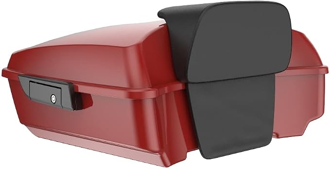 Advanblack Road Glide Tour Trunk Pack Red Hot Sunglo Chopped Tour Trunk Pack Backrest Pad for '97-'25 Harley Touring Road King Street Glide Electra Glide CVO models
