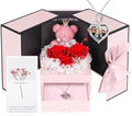 ADDWel Grandma Birthday Gifts, Preserved Rose Box with Grandma Necklace
