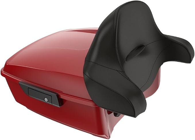 Advanblack Harley Road Glide Tour Trunk Pack Redline Red King Tour Trunk Pack Luggage +Wrap-Around Backrest Pad for '97-'25 Harley Touring Road King Street Glide Electra Glide CVO models