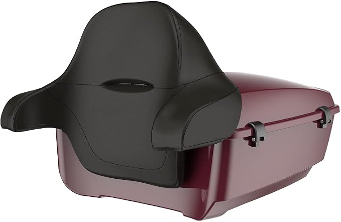 Advanblack Road Glide Tour Trunk Pack Crimson Red Sunglo King Tour Trunk Pack Luggage +Wrap-Around Backrest Pad for '97-'25 Harley Touring Road King Street Glide Electra Glide CVO Models