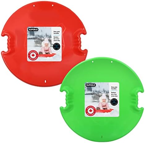 Superio Round Saucer Snow Sleds for Kids and Adult, Spiral Toddler Sled 26" Avalanche Circle Jet Sled for Toddlers Age Plastic Sledding Disc, Winter Snow Toys Fun for Kids and Adults, 2-Pack