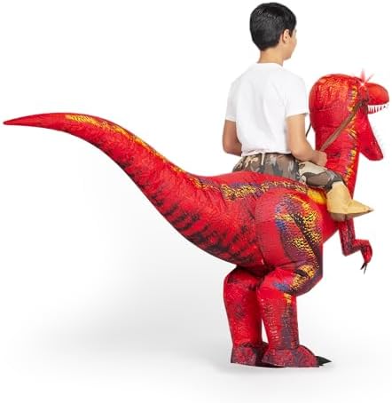 Spooktacular Creations Inflatable Dinosaur Costume Kids, Blow up Ride on Raptor Suit Boys Girls for Halloween Cosplay Party
