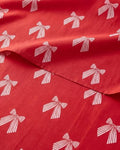 Christmas Sheet Set, Red Ribbon Bows, Holiday Xmas Bedding Set - Full Size