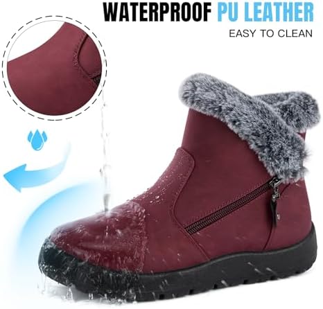 SHIBEVER Winter Snow Boots for Women: Waterproof Ankle Warm Fur Lined Boot