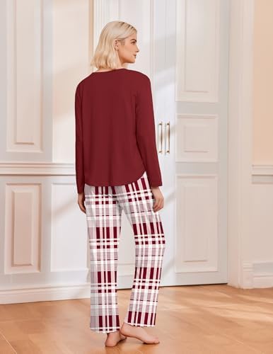 Ekouaer 2 Pack Womens Pajama Sets Long Sleeve Long Pants Pjs Loungewear