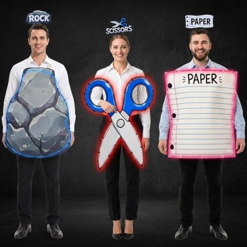Halloween Rock Paper Scissors Costume,Trio Group Outfit with Headband