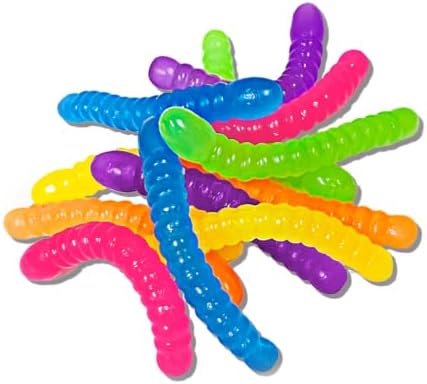 JA-RU IRRE-Squish-TIBLE Sqweezy Worms 12-Worms, Stretchy Sensory Toy 1-Pack