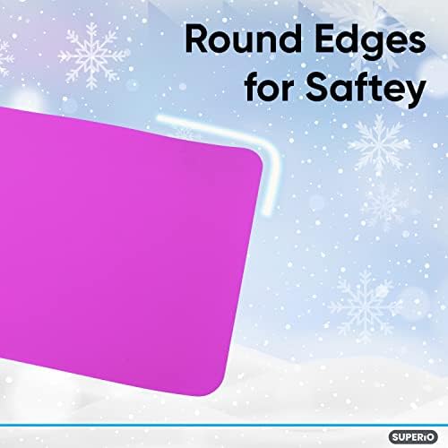 Superio Snow Slider Mat, Flexible Snow Sled Flying Carpet, Roll up Sleds for Kids and Adults 54" Lightweight Plastic Snowboard Sled (Pink), 6 Pack
