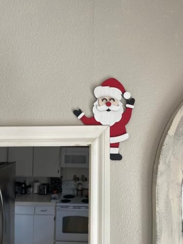 Christmas Door Topper Holiday Home Decor Funny Snowman Santa Claus Top Door Frame Corner Sign Decorations, Windows Walls DIY Craft for Christmas Party Ornament (Santa Claus 2)