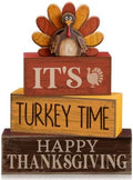 Lineshading 4 Pcs Thanksgiving Table Decor Decor, Turkey Time Block Signs