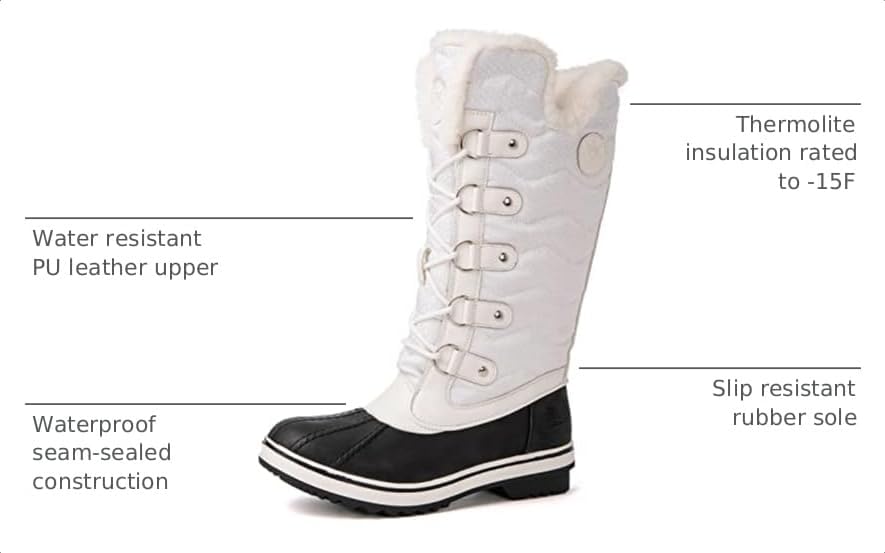 kingshow Globalwin Women’s Snow Boots – Mid-Calf-Length Winter Boots For Women with Faux Fur Lining, Insulated Cold Weather Protection, and Non-Slip Traction Sole