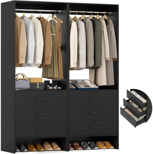 Aheaplus Closet System Closet Organizer, 3.6FT Closets, Set of 2，Black