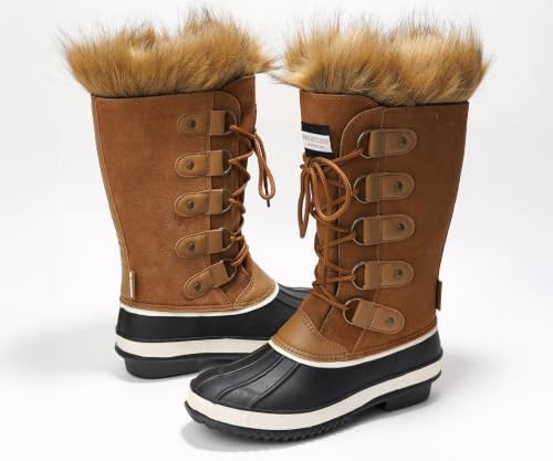 Project Cloud 100% Genuine Leather Waterproof Fur Snow Boots for Women