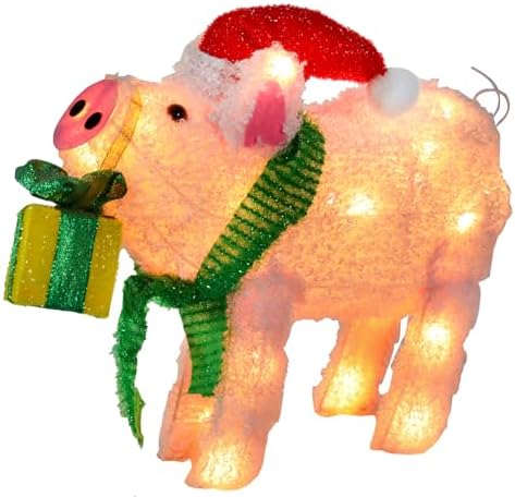 15" Lighted Christmas Pig, 3D Pre‑Lit Indoor Outdoor Decor