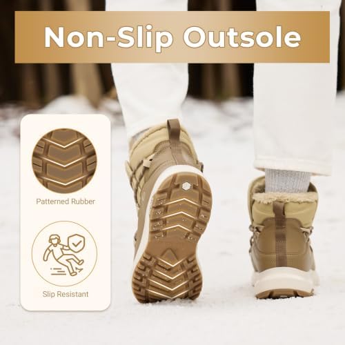 FitVille Wide Width Snow Boots for Women Slip On Fur Lined Ankle Booties