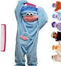 Unisex Funny Big Mouth Monster Plush Hooded Onesie Sleepwear