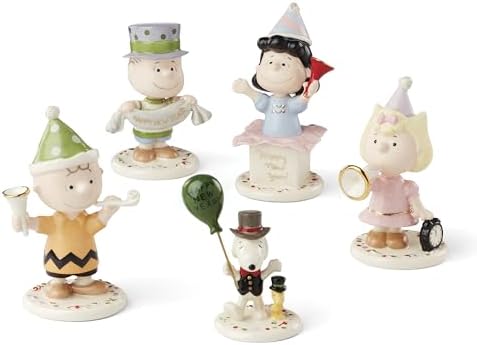 Lenox 866598 Peanuts 5-Piece Happy New Year Figurine Set by, Decorations, Indoor Decor, Collectible Figures