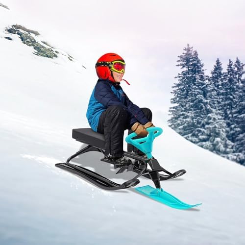 Kids Snow Sled for Sledding, Green Durable Plastic Toboggan for Winter Outdoor Snow, Safe for Toddlers and Children