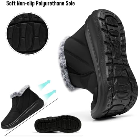 SHIBEVER Winter Snow Boots for Women: Slip On Ankle Fur Lined Warm Boot