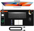 Mouse Pad with Magnetic Wireless Charging, Large Desk Mat, Non-Slip Mouse Mat, Keyboard Pad for Gaming, Desk, Office, PC