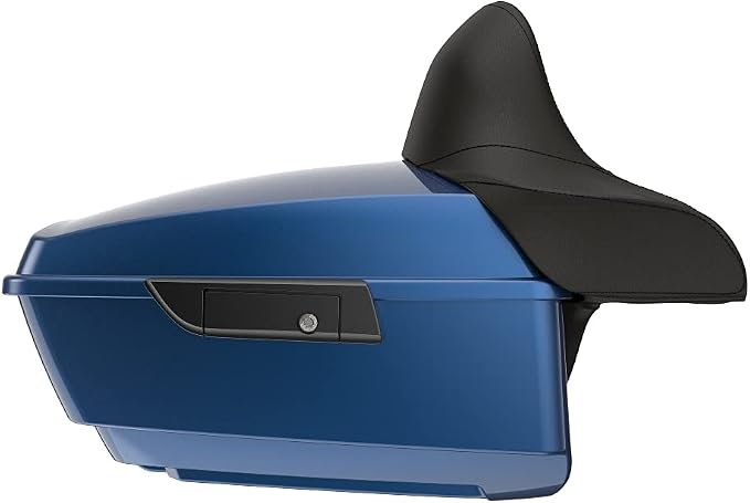 Advanblack Road Glide Tour Trunk Pack Dark Blue Pearl King Tour Trunk Pack Luggage +Wrap-Around Backrest Pad for '97-'25 Harley Touring Road King Street Glide Electra Glide CVO Models