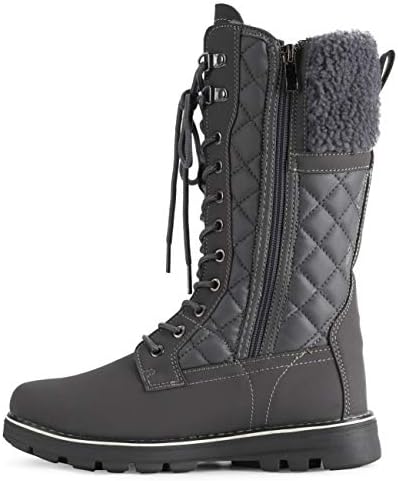 POLAR Womens Faux Fur Warm Thermal Waterproof Outdoor Walking Snow Winter Rubber Sole Calf Boots