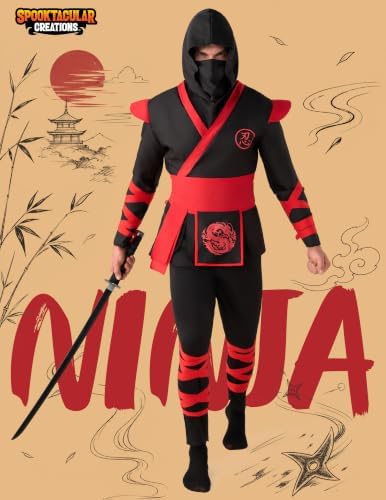 Spooktacular Creations Men Ninja Costume, Halloween Costume Adult Ninja for Halloween Cosplay Party