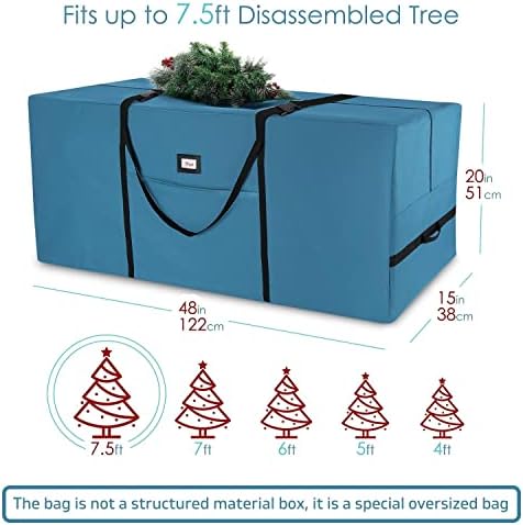 Hearth & Harbor 7.5 ft Christmas Tree Storage Bag - Artificial Christmas Tree Bag with Reinforced Handles, Dual Zipper, Wide Opening - Large Storage Container for Trees and Decorations, 2 Piece set