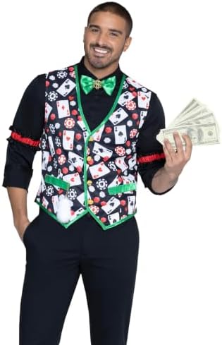 Leg Avenue Casino Costume Kit with Vest, Bow Tie & Arm Bands, SM-XL