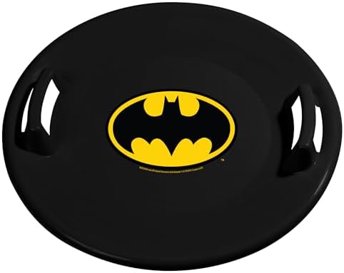 Slippery Racer Heavy-Duty Cold Resistant Downhill Pro Adults and Kids Plastic Outdoor Winter Saucer Disc Snow Sled with Handles (Batman, 3)