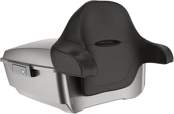 Advanblack Road Glide Tour Trunk Pack Billet Silver King Tour Trunk Pack Luggage +Wrap-Around Backrest Pad for '97-'25 Harley Touring Road King Street Glide Electra Glide CVO models