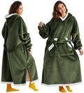 Bedsure Wearable Blanket Hoodie, Long Hooded Blanket Sweatshirt as Birthday Gifts for Women, Cozy Sherpa Hoodie for Adult, Standard, Olive Green