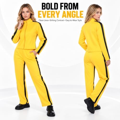 Yellow Tracksuit Costume for Women, Halloween Jacket & Pants Set