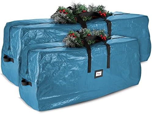 Hearth & Harbor Christmas Tree Storage Bag - Artificial Christmas Tree Bag with Reinforced Handles, Dual Zipper, Wide Opening - Storage Container for Trees and Decorations, 2 Piece set - 7.5 + 9 FT