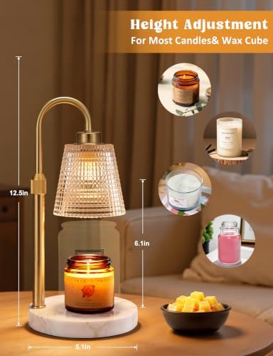 Marble White Candle Warmer Lamp with Timer Home Decor Gifts for Women