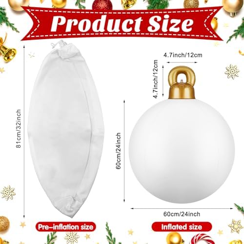 Jetec 4 Pcs Giant Inflatable Christmas Ball, Solid, White