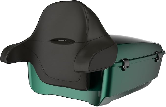 Advanblack Road Glide Tour Trunk Pack Alpine Green King Tour Trunk Pack Luggage +Wrap-Around Backrest Pad for '97-'25 Harley Touring Road King Street Glide Electra Glide CVO models