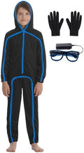 Vanderdyken Stick Figure Costume Kids Light up Stickman Costume Glow in the Dark Halloween Outfit for Boys and Girls