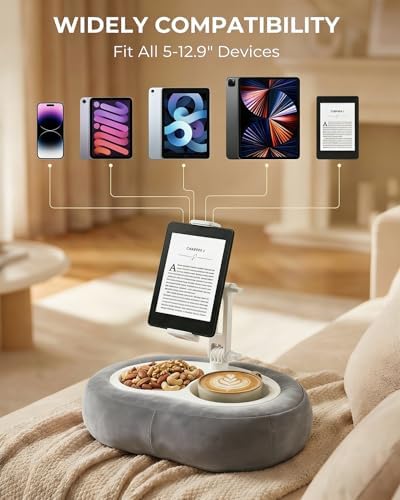 Miledi Tablet Pillow Stand for Bed with 360° Rotating Holder, Gray