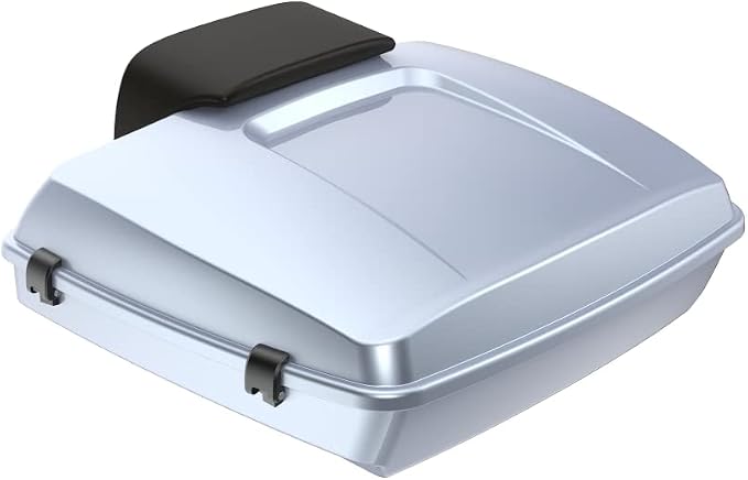 Advanblack 2024 Road Glide Razor Tour Trunk Pack Compatible with Road King FLHR Street Glide FLHX Road Electra Glide 2014-2025 Mounting Rack, Backrest & Stitching Liners (Atlas Silver Metallic)