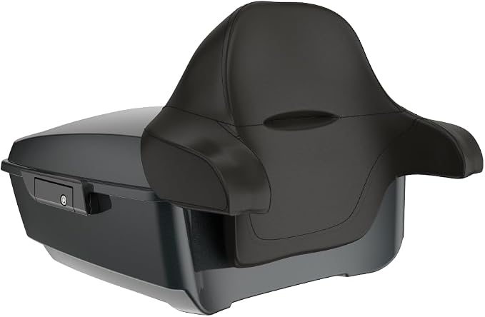 Advanblack 2025 RG Tour Trunk Pack Iron Horse Metallic King Tour Trunk Pack Luggage +Wrap-Around Backrest Pad for '97-'25 Harley Touring Road King Street Glide Electra Glide CVO models