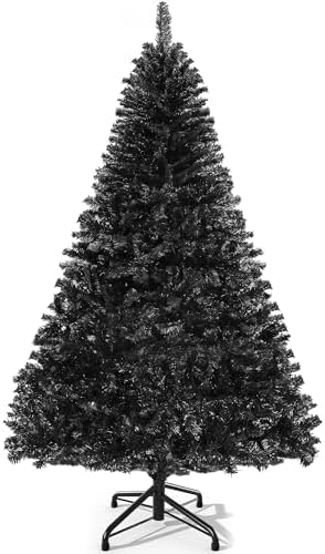 YITAHOME 6ft Black Halloween Artificial Christmas Tree with 818 Branch Tips