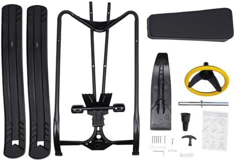 Snow Racer Sled, Steerable Ski Slider with Twin Serrated Brakes, 220lbs Load Capacity Winter Sport Sled for Adults Children