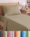 Twin Size 3 Piece Sheet Set - Comfy Breathable & Cooling Sheets - Khaki
