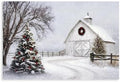 JDBeehpy White Barn Christmas Tree Wreath Oil Painting Unframed 12x18inch
