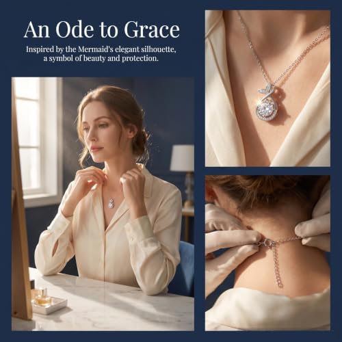 Heart Gifts for Women Wife, Anniversary Birthday Gifts for Women | Fashionable and exquisite fish tail zircon necklace, Jewelry for Birthday Christmas Valentines Day