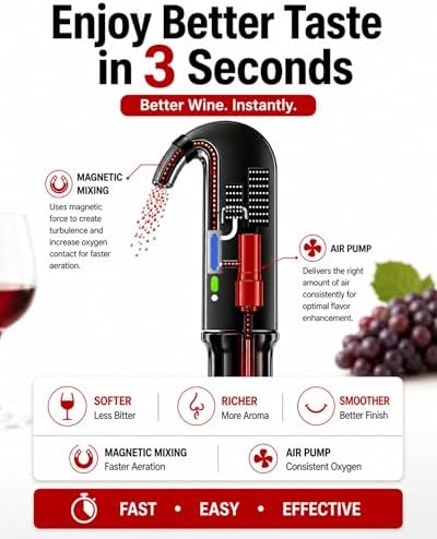 Hotool Electric Wine Aerator, Automatic Wine Dispenser Pump, Wine Gifts
