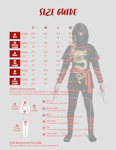 Spooktacular Creations Black and Red Ultimate Ninja Dragon Costume Set for kids, Girls, Halloween Dress Up